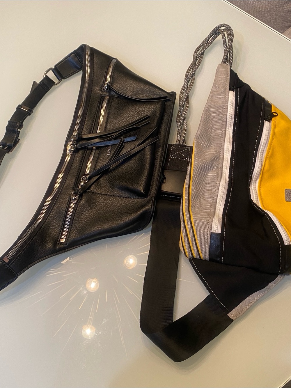 Sling Bag Belt Purse Lot 2Pc Black Expressions NYC & CGD Yellow Canvas Crossbody